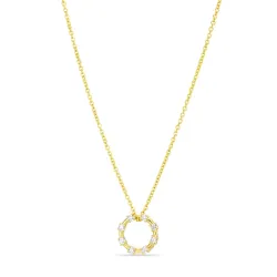 zirkon halskjede med anheng i forgylt sølv