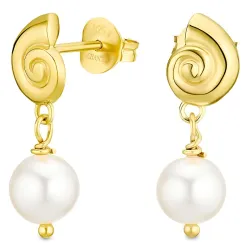 musling perle øredobber i forgylt sølv