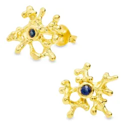 blå spinell øredobber i forgylt sølv