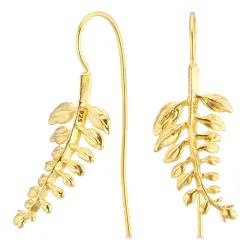 blad øredobber i forgylt sølv