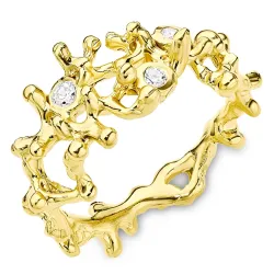 zirkon ring i forgylt sølv