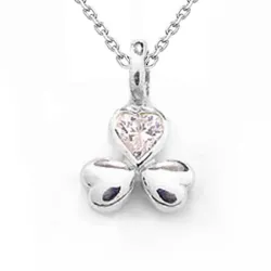 trekløver zirkon halskjede i sølv med anheng i sølv