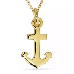 anker halskjede i forgylt sølv med anheng i forgylt sølv