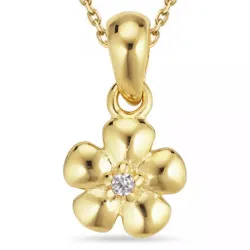blomst zirkon halskjede i forgylt sølv med anheng i forgylt sølv