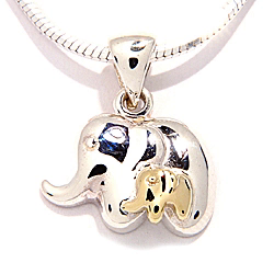 elefant halskjede i sølv med anheng i sølv med 8 karat gull
