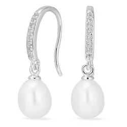 perle øredobber i sølv