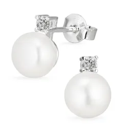 perle øredobber i sølv