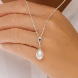 8 mm perle anheng i sølv