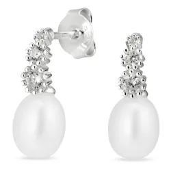 perle øredobber i sølv