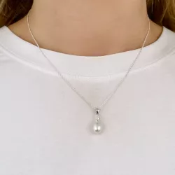 8 mm perle anheng i sølv