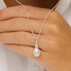 8 mm perle anheng i sølv