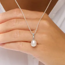 8 mm perle anheng i sølv