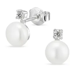 perle øredobber i sølv