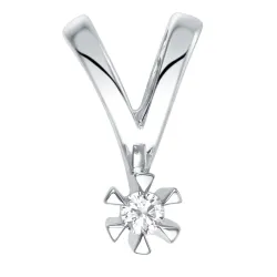 diamant solitaireanheng i 14 karat hvitt gull 0,05 ct