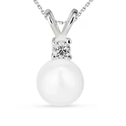 perle halskjede i sølv med anheng i sølv