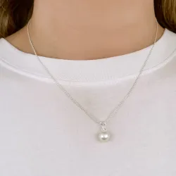 perle halskjede i sølv med anheng i sølv