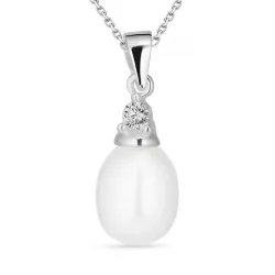 perle halskjede i sølv med anheng i sølv