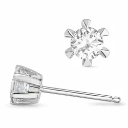 2 x 0,20 ct diamant solitaireørepynt i 14 karat hvitt gull med diamant