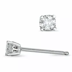 2 x 0,10 ct solitaireørepynt i 14 karat hvitt gull med diamant