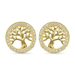 livets tre zirkon øredobber i forgylt sølv