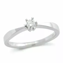 0,10 ct solitaire ring i 14 karat hvitt gull