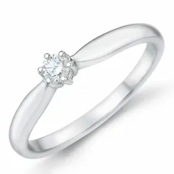 0,10 ct solitaire ring i 14 karat hvitt gull