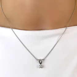 diamant solitaireanheng i 14 karat hvitt gull 0,20 ct