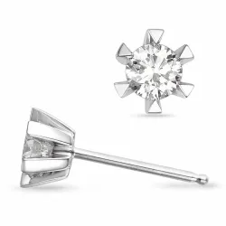 2 x 0,30 ct lab grown diamant solitaireørepynt i 14 karat hvitt gull med lab grown diamant 