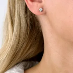 2 x 0,30 ct lab grown diamant solitaireørepynt i 14 karat hvitt gull med lab grown diamant 