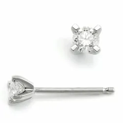 2 x 0,10 ct solitaireørepynt i 14 karat hvitt gull med diamant