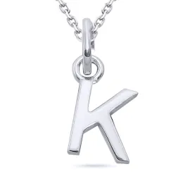 bokstav k halskjede i sølv med anheng i sølv - My Letter