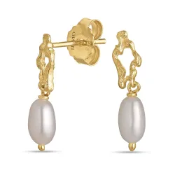 perle øredobber i forgylt sølv - Lumé Etched