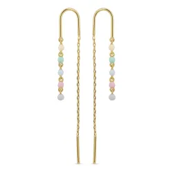 lange multifargede emalje kjedeøreringer i forgylt sølv