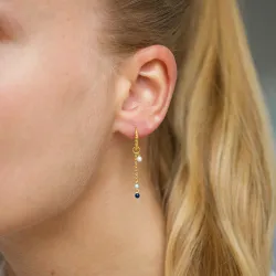 13 mm lange blå creol i forgylt sølv