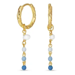 13 mm lange blå creol i forgylt sølv