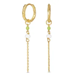 13,5 mm lange grønn creol i forgylt sølv