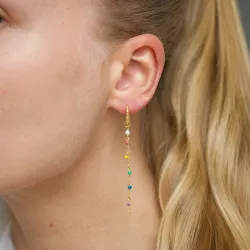 13 mm lange multifargede creol i forgylt sølv