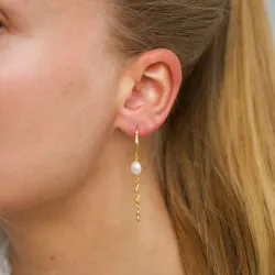 lange perle halvcreol i forgylt sølv - Lumé Etched