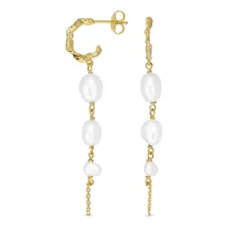 lange perle halvcreol i forgylt sølv