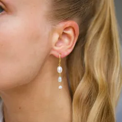 lange perle halvcreol i forgylt sølv - Lumé Etched