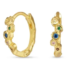 14,5 mm multifargede zirkon creol i forgylt sølv - Bubbly Twist