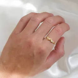 perle ring i forgylt sølv