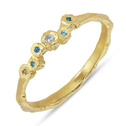 blå zirkon ring i forgylt sølv - Bubbly Twist