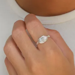 zirkon ring i sølv - Lumé Etched