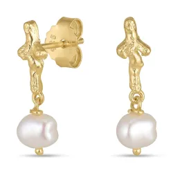 perle øredobber i forgylt sølv