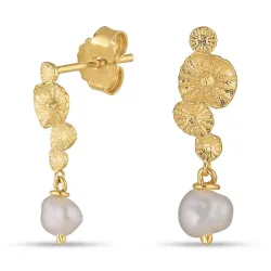 perle øredobber i forgylt sølv - Lumé Etched