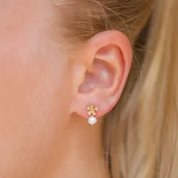 blomst perle øredobber i forgylt sølv - Lumé Etched