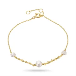 perle armbånd i forgylt sølv 16 plus 3 cm x 6,9 mm