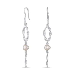 lange perle øredobber i forgylt sølv - Lumé Etched