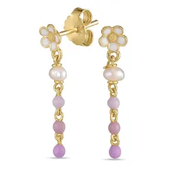 blomst lilla øredobber i forgylt sølv